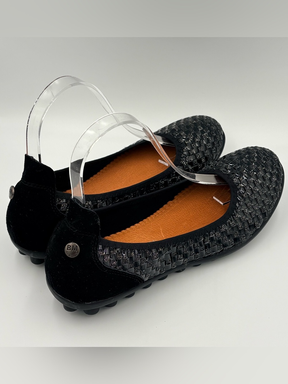 Bernie Mev Black Woven Shimmer Sparkle Balletcore Slip On Flats Size 9 - Picture 5 of 14
